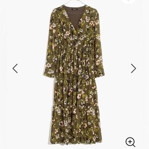 Green Floral Tiered Maxi Dress